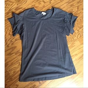 Umgee | Gray Tee with Flutter Sleeves